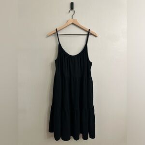 Old Navy braided strap dress, XL tall, black, cotton knit